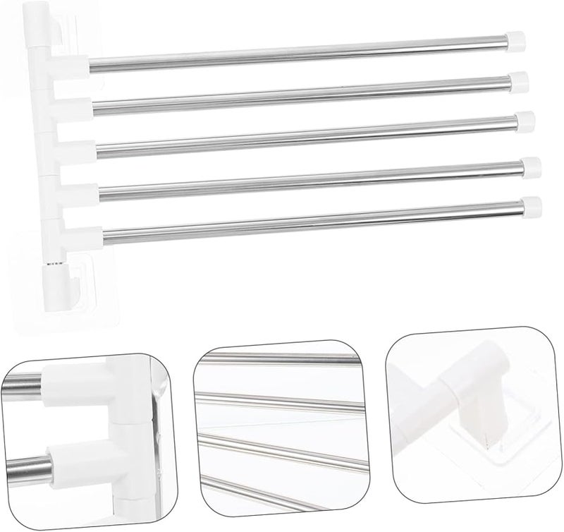 Stainless Steel Rotating Towel Rack Wall Mounted Swivel Bar Holder with Shelf - Image 4